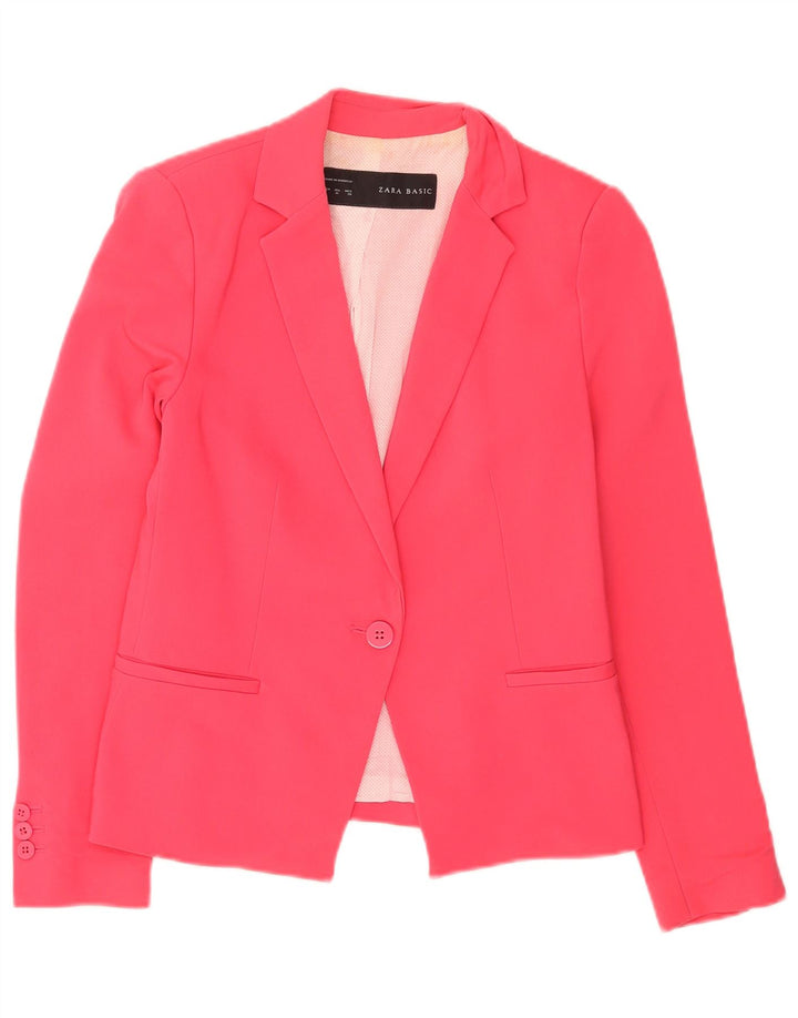Zara Dame 1-knaps blazerjakke UK 12 Medium Pink Polyester