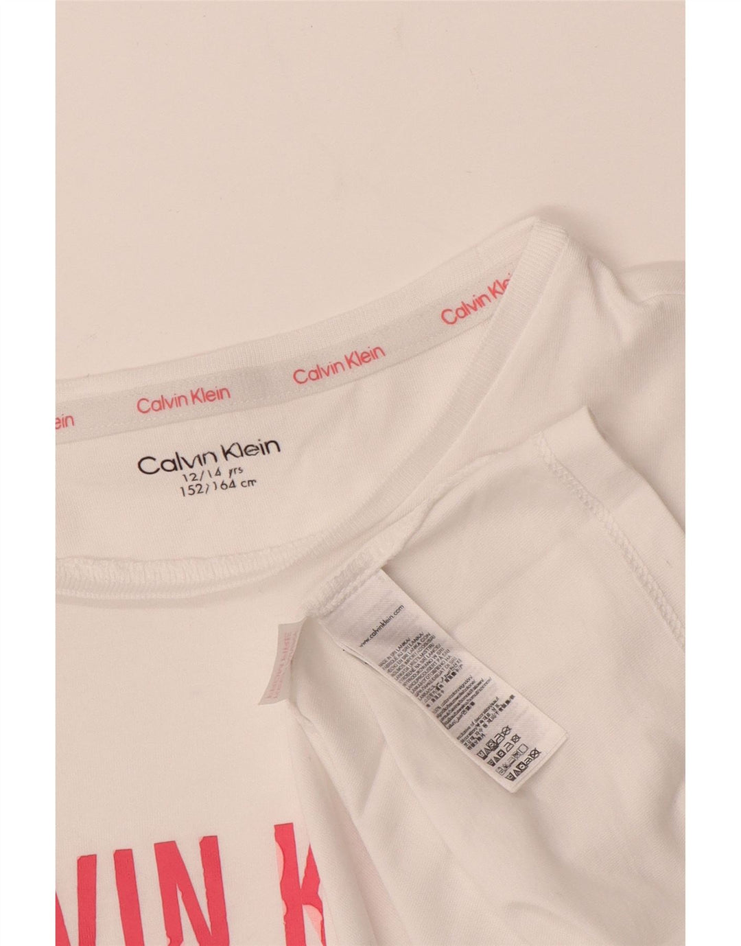 CALVIN KLEIN Piger Grafisk T-Shirt Top 12-13 År Hvid Bomuld