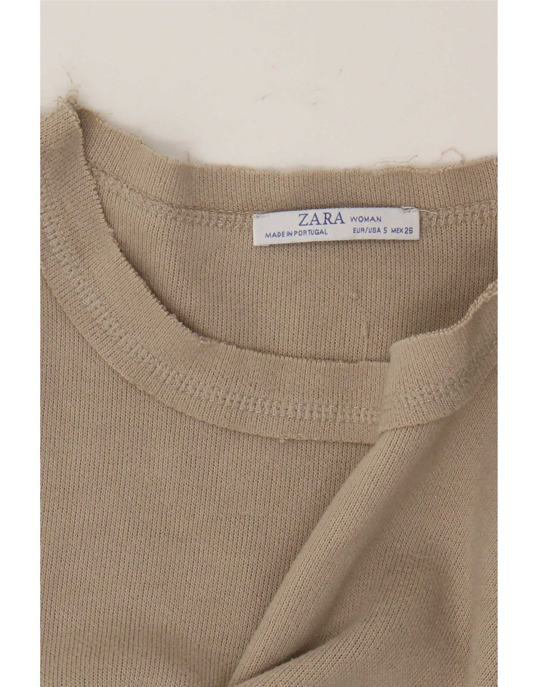 Zara Womens Crop Oversized Top Langærmet UK 10 Small Beige