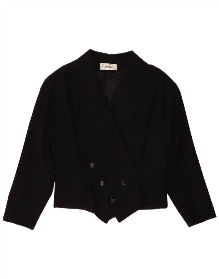 Vintage dobbeltradet oversize blazerjakke til kvinder EU 36 Lille sort
