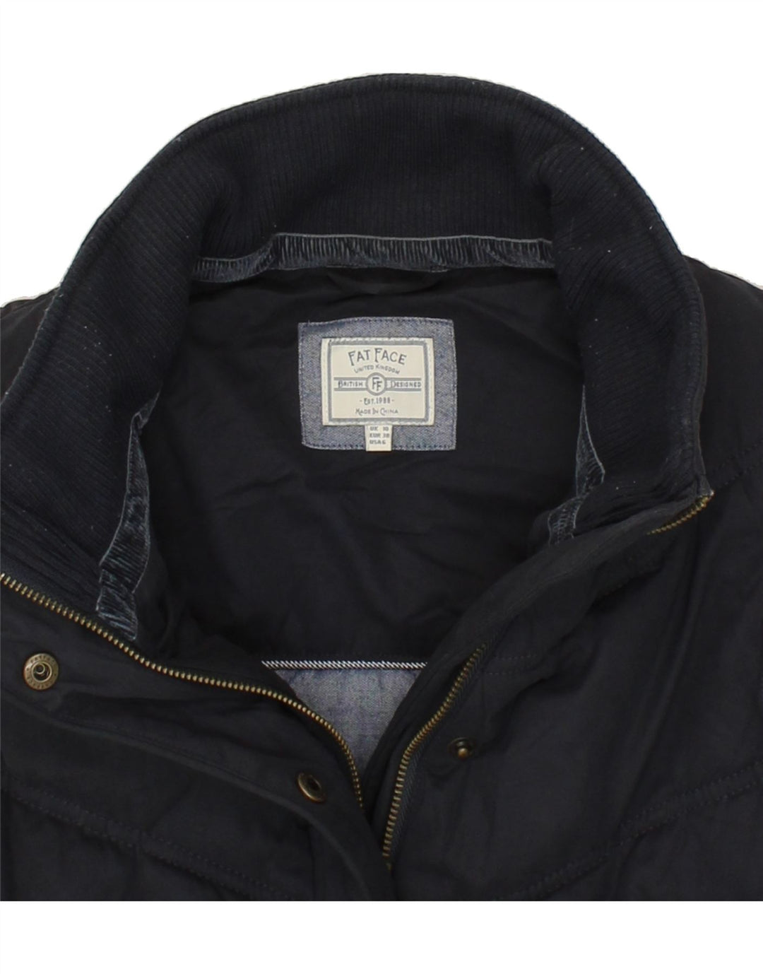 FAT FACE Womens Padded Gilet UK 10 Small Navy Blue Polyester Vintage Fat Face and Second-Hand Fat Face from Messina Hembry 
