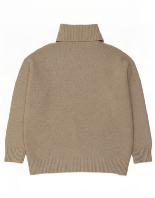 Zara Dame Oversized Roll Neck Jumper Sweater UK 14 Medium Beige Akryl