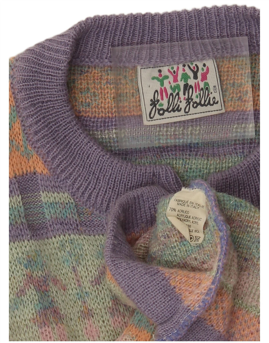Vintage dame cardigan sweater UK 12 Medium Multicolored Fair Isle