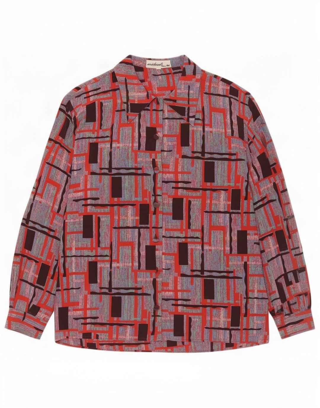 Vintage Dame Oversized Skjorte Bluse IT 44 Medium Flerfarvet Geometrisk