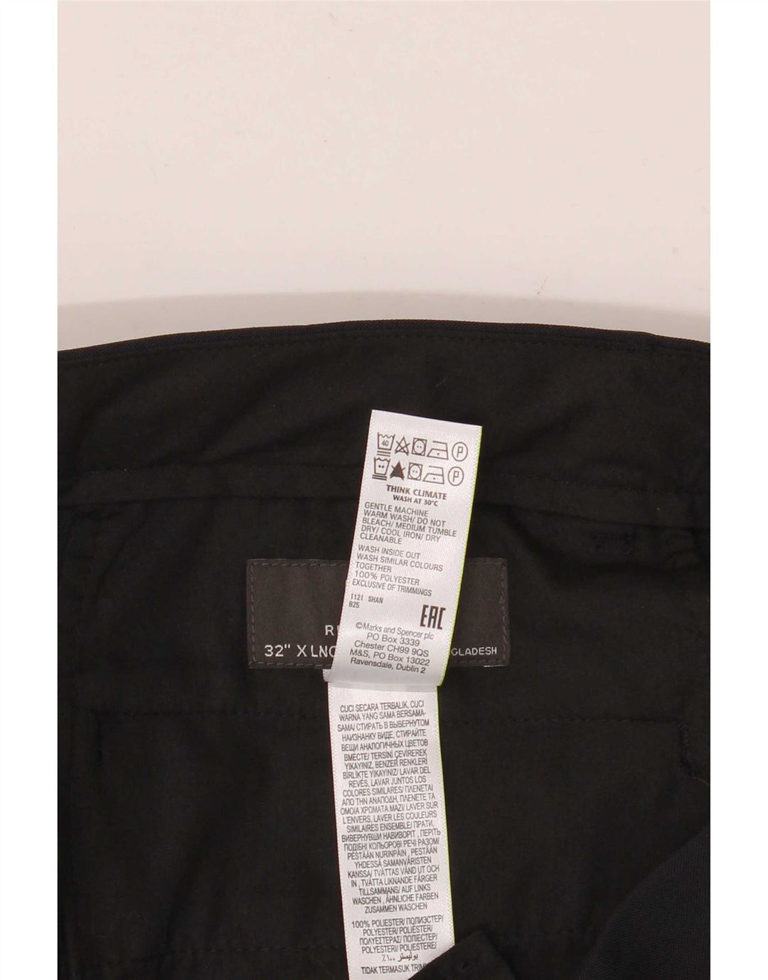 Marks & Spencer Herre Regular Fit Chinobukser W32 L35 Marineblå polyester