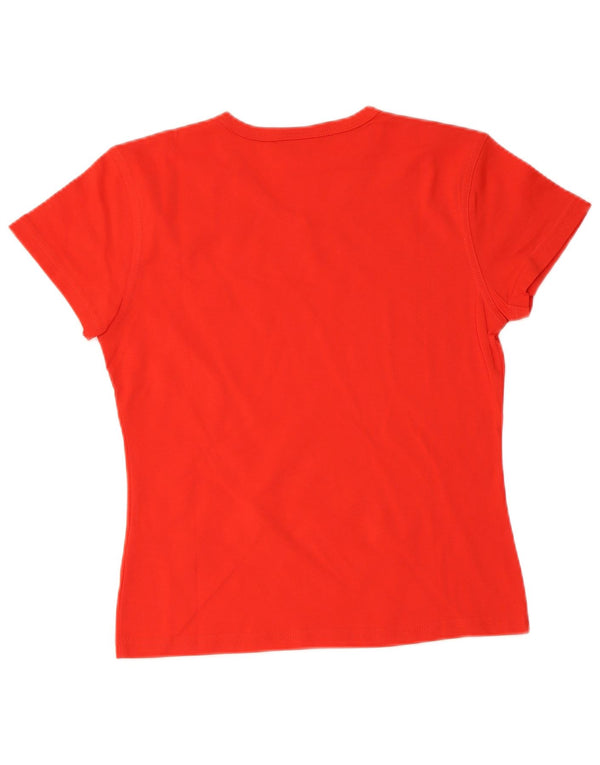 Reebok Dame T-Shirt Top UK 14 Stor Rød Bomuld