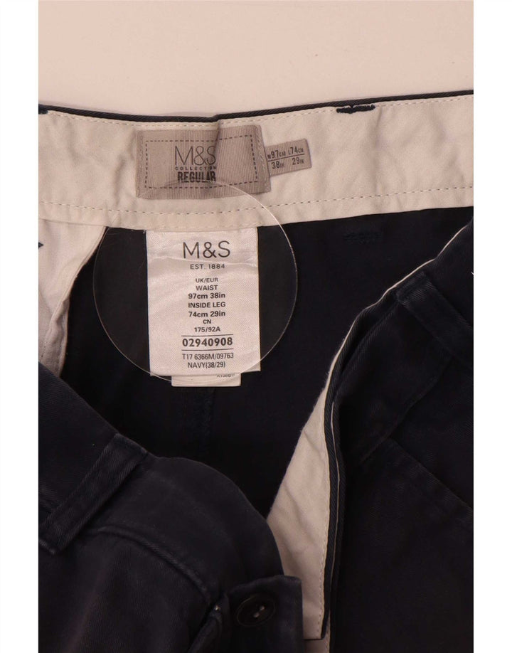Marks & Spencer Herre Regular Chino Bukser W38 L29 Marineblå Bomuld