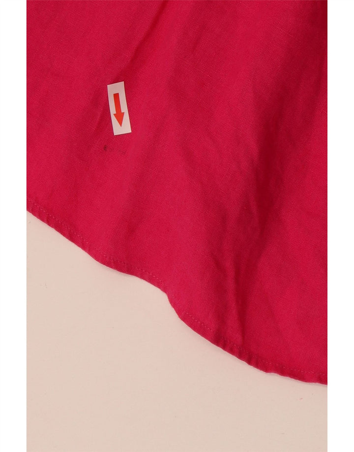 JAEGER skjorte med 3/4 ærmer til kvinder UK 14 Medium Pink Linen