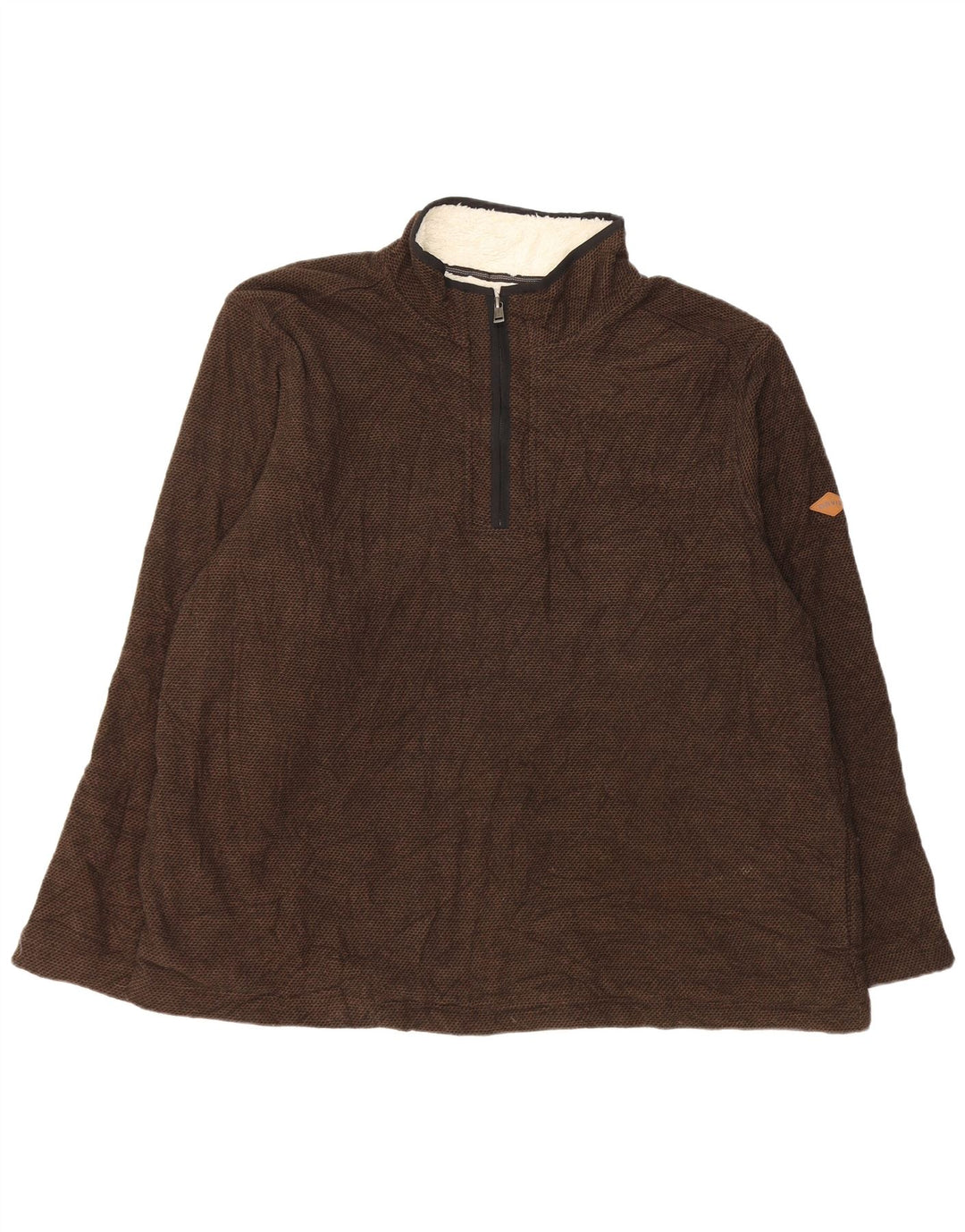 Orvis Herre 1/4 Zip Zip Neck Sweatshirt Jumper 2XL Brun Polyester
