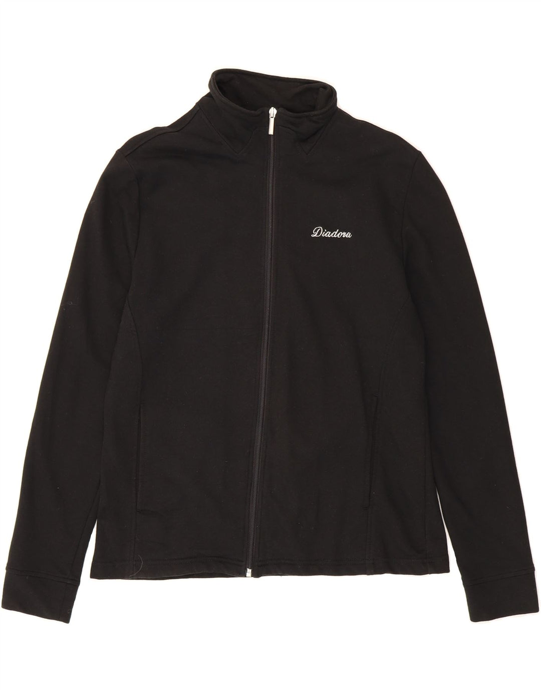DIADORA Womens Tracksuit Top Jacket UK 16 Large Black Cotton Vintage Diadora and Second-Hand Diadora from Messina Hembry 