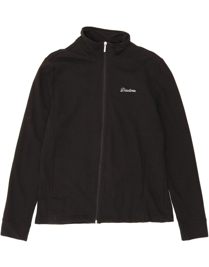 DIADORA Womens Tracksuit Top Jacket UK 16 Large Black Cotton Vintage Diadora and Second-Hand Diadora from Messina Hembry 