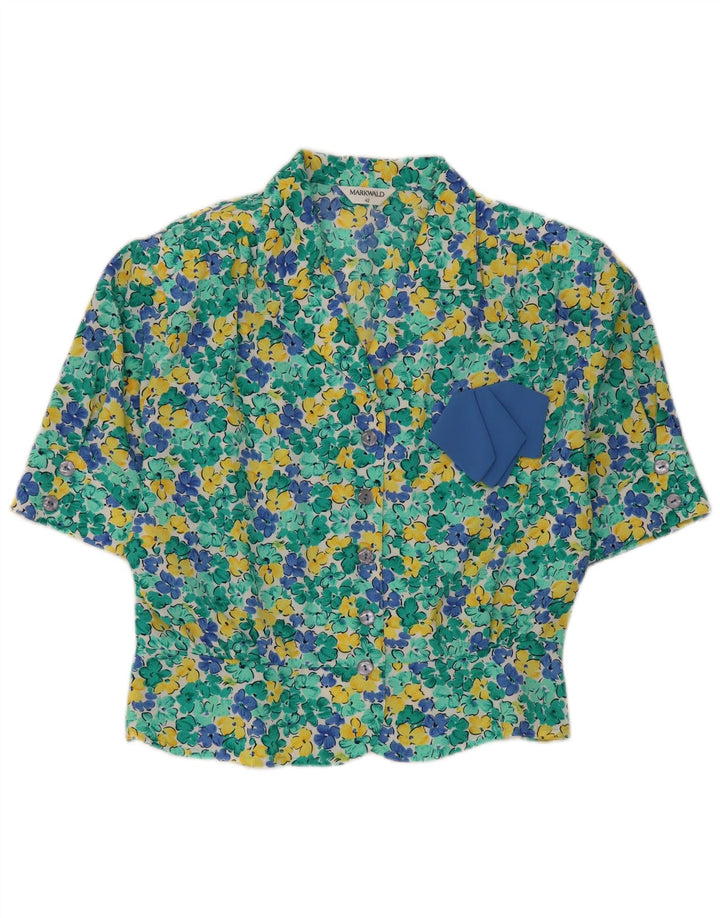MARKWALD Womens Crop kortærmet skjortebluse IT 42 Medium Green Floral