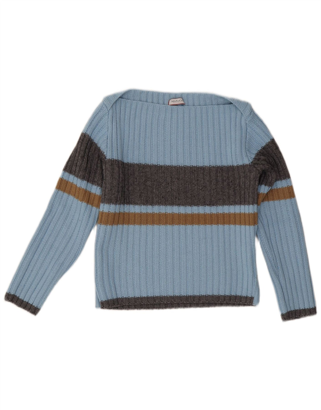 Max & Co. Dame Boat Neck Jumper Sweater UK 10 Small Blue Colourblock