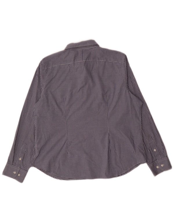Chaps Dame Petite Shirt UK 14 Large Navy Blue Gingham