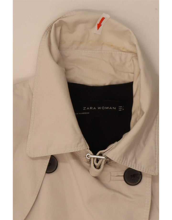 Zara Trench Coat til kvinder UK 12 Medium White Bomuld