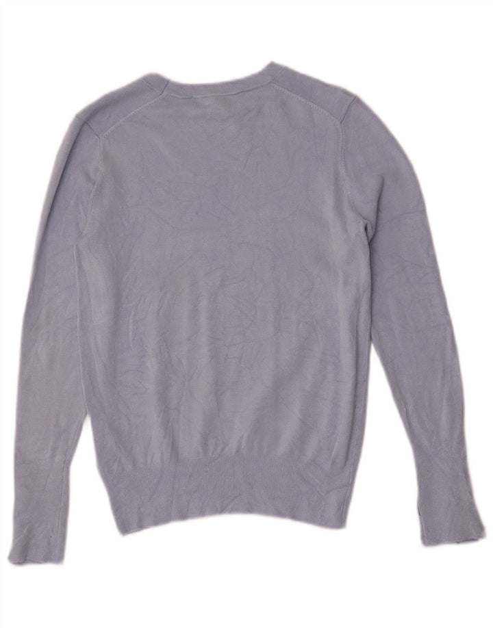 Zara Dame Boat Neck Jumper Sweater UK 12 Medium Blue Viscose