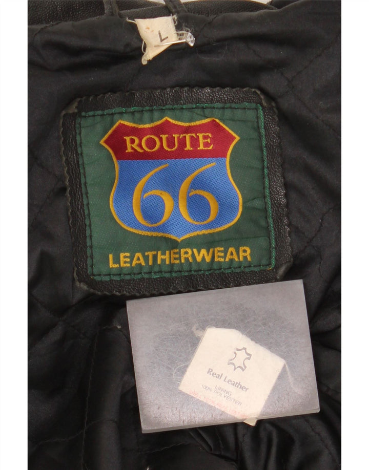 Route 66 Herre Læderjakke UK 40 Stor Sort Læder