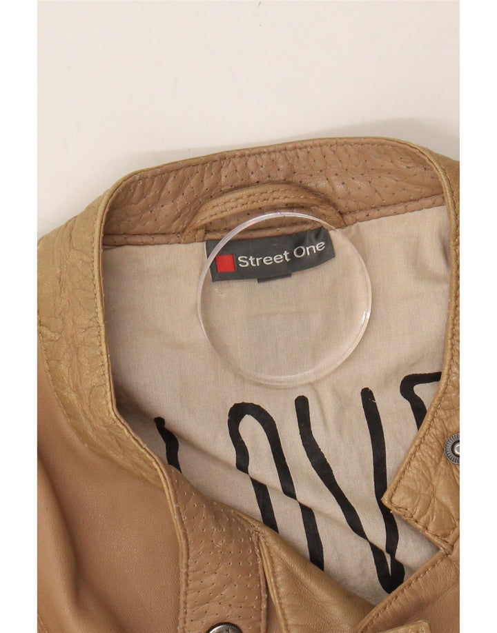 STREET ONE Womens Leather Jacket UK 10 Small Brown Biker Vintage Street One and Second-Hand Street One from Messina Hembry 