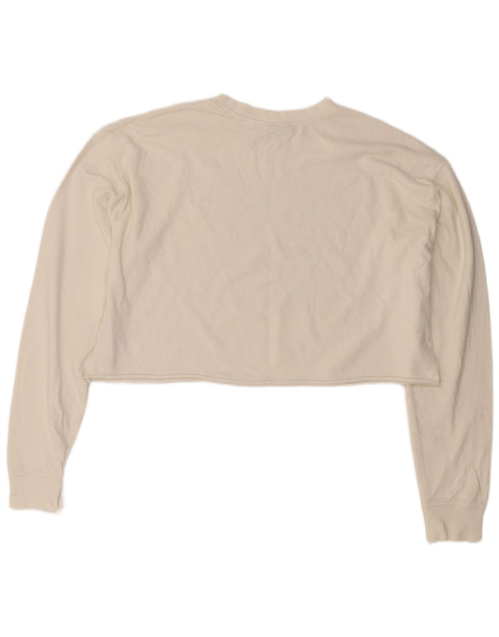 Topshop Womens Crop Oversized Sweatshirt Jumper UK 10 Small White Bomuld