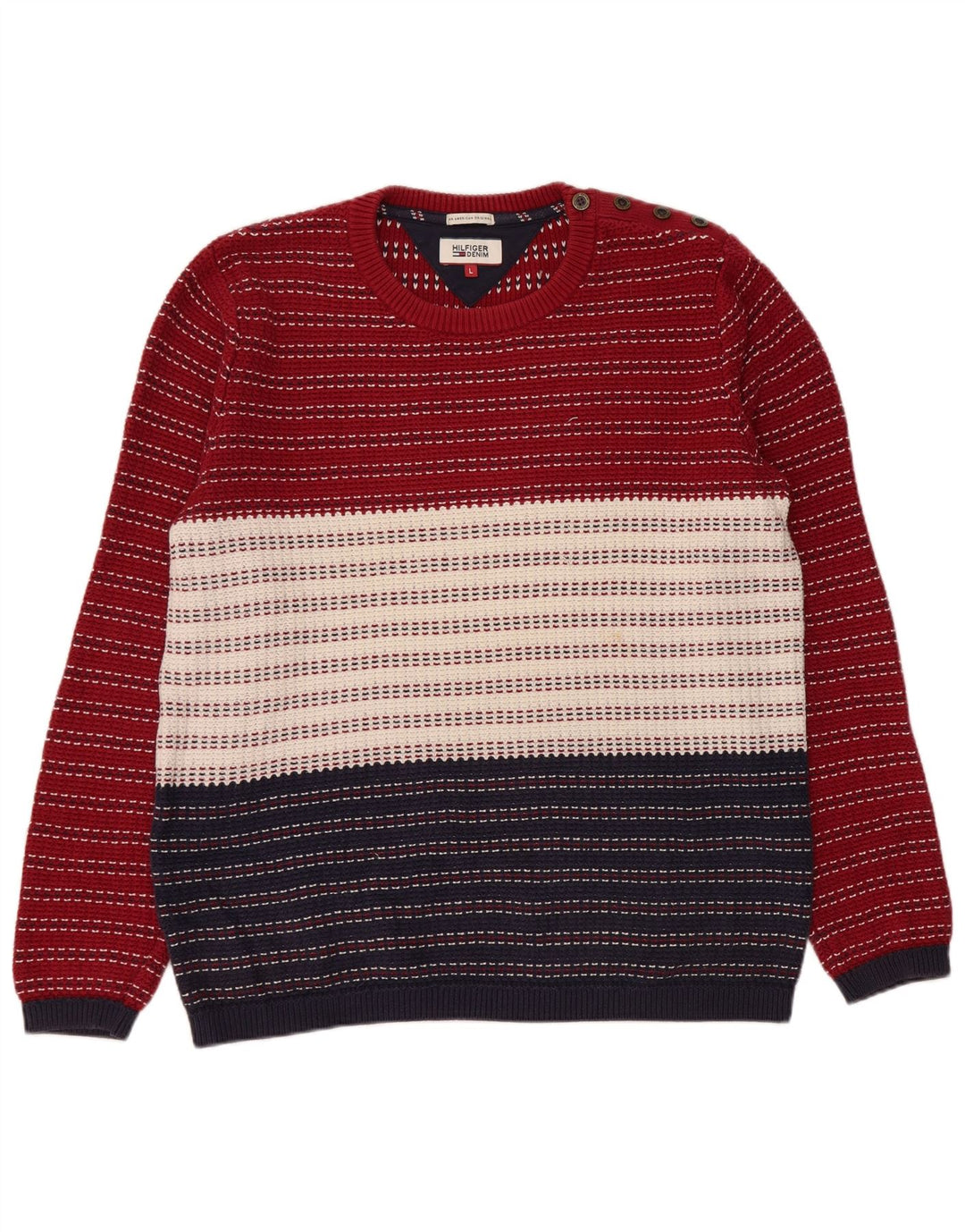Tommy Hilfiger Herre Crew Neck Jumper Sweater Stor Flerfarvet Stribet