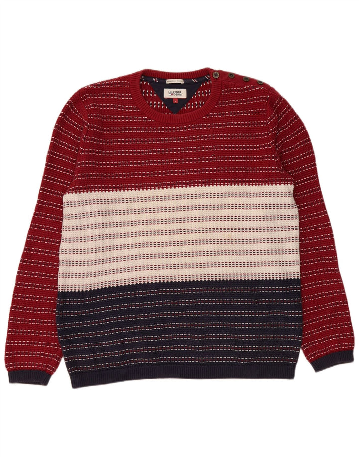 Tommy Hilfiger Herre Crew Neck Jumper Sweater Stor Flerfarvet Stribet