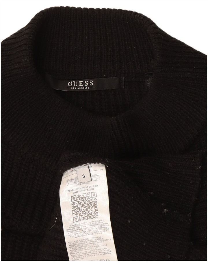 Guess Dame Oversized Turtle Neck Jumper Sweater UK 10 Small Black Acryl