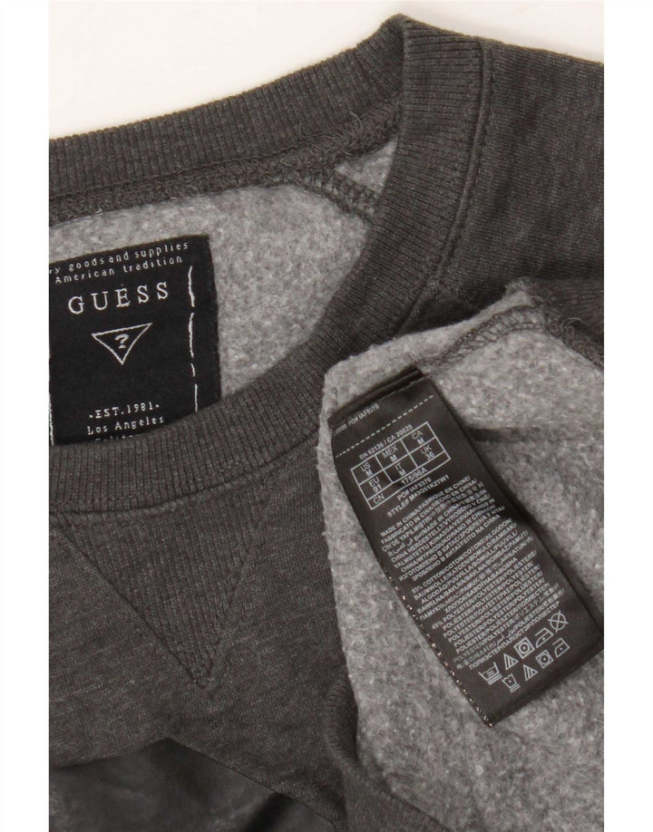 Guess Herre grafisk sweatshirt trøje UK 36 Small Grey Flecked Bomuld