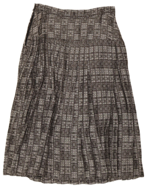Vintage plisseret A-linje nederdel til kvinder IT 44 Medium W28 Grå Geometrisk Acetat