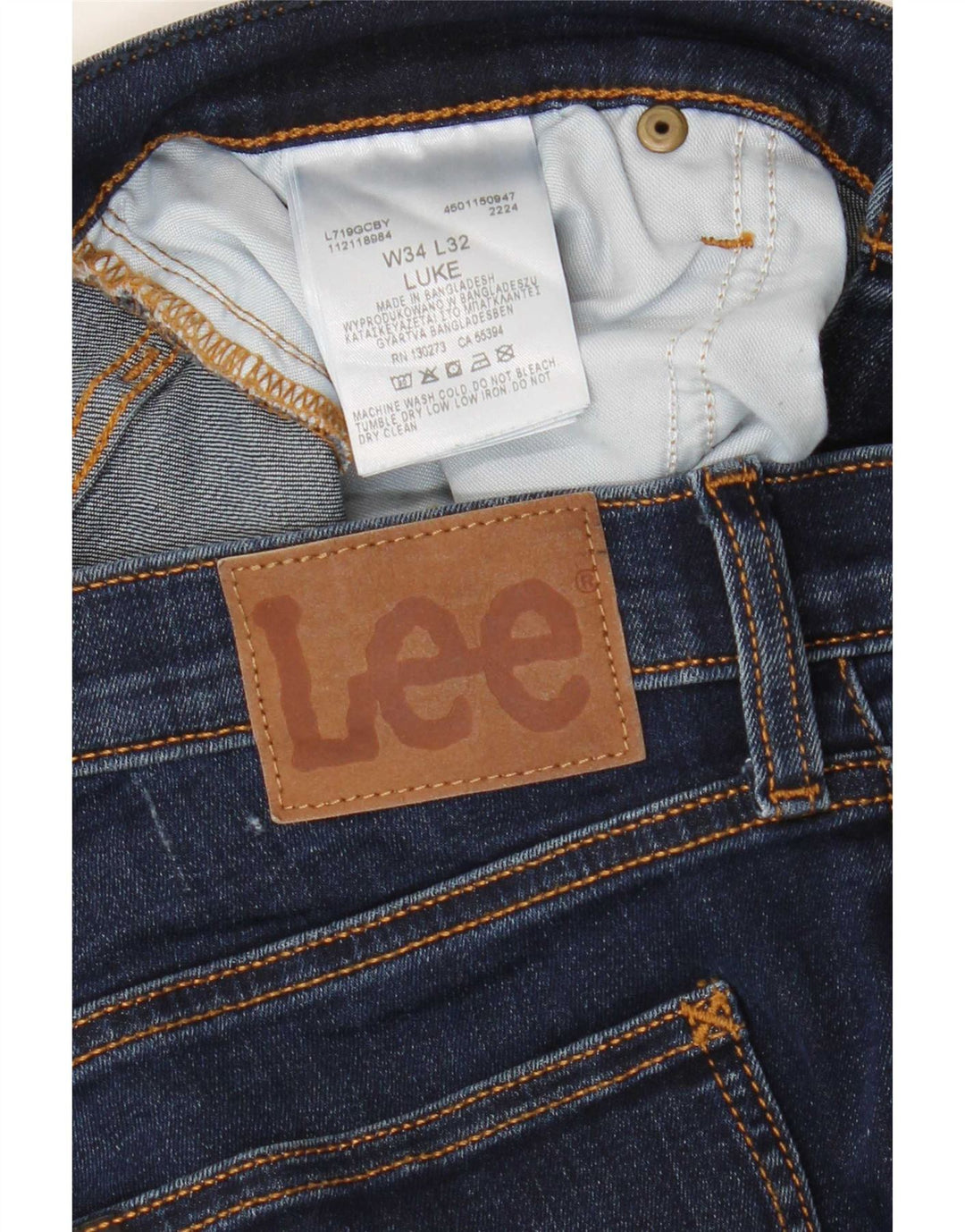 Lee Herre Luke Slim Jeans W34 L32 Marineblå Bomuld