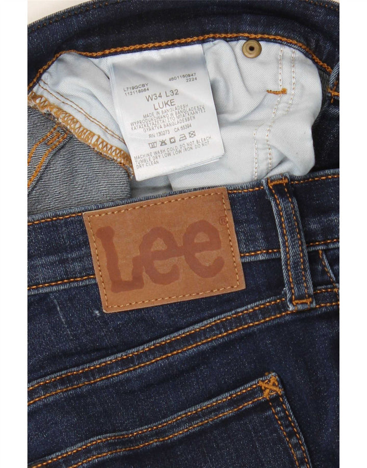 Lee Herre Luke Slim Jeans W34 L32 Marineblå Bomuld