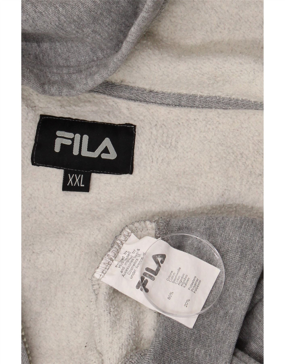 FILA Dame Grafisk Oversized Hættetrøje Sweater med lynlås UK 20 2XL Grå Bomuld