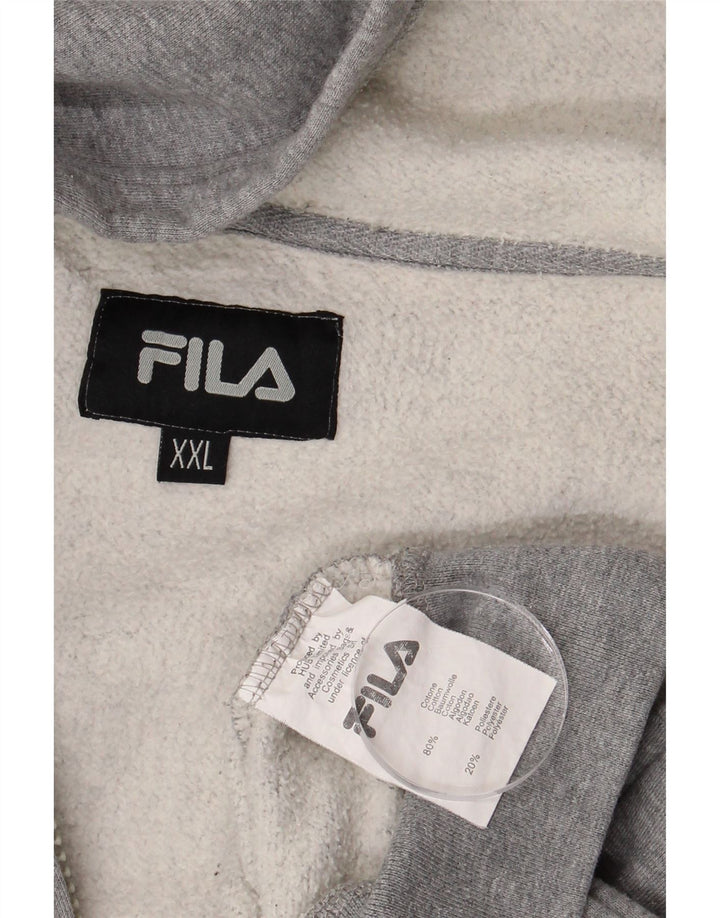 FILA Dame Grafisk Oversized Hættetrøje Sweater med lynlås UK 20 2XL Grå Bomuld