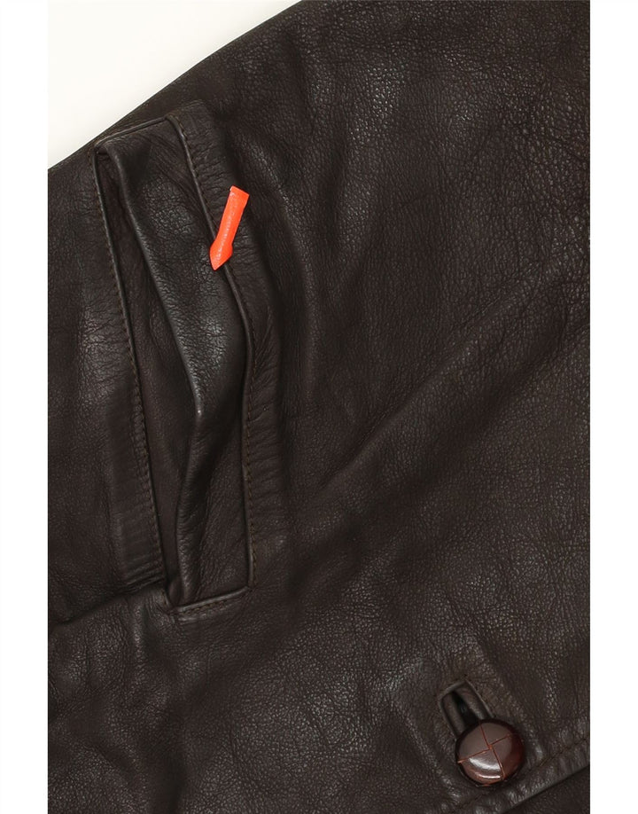 VINTAGE Mens 3/4 Sleeve Leather Jacket UK 40 Large Brown Vintage Vintage and Second-Hand Vintage from Messina Hembry 