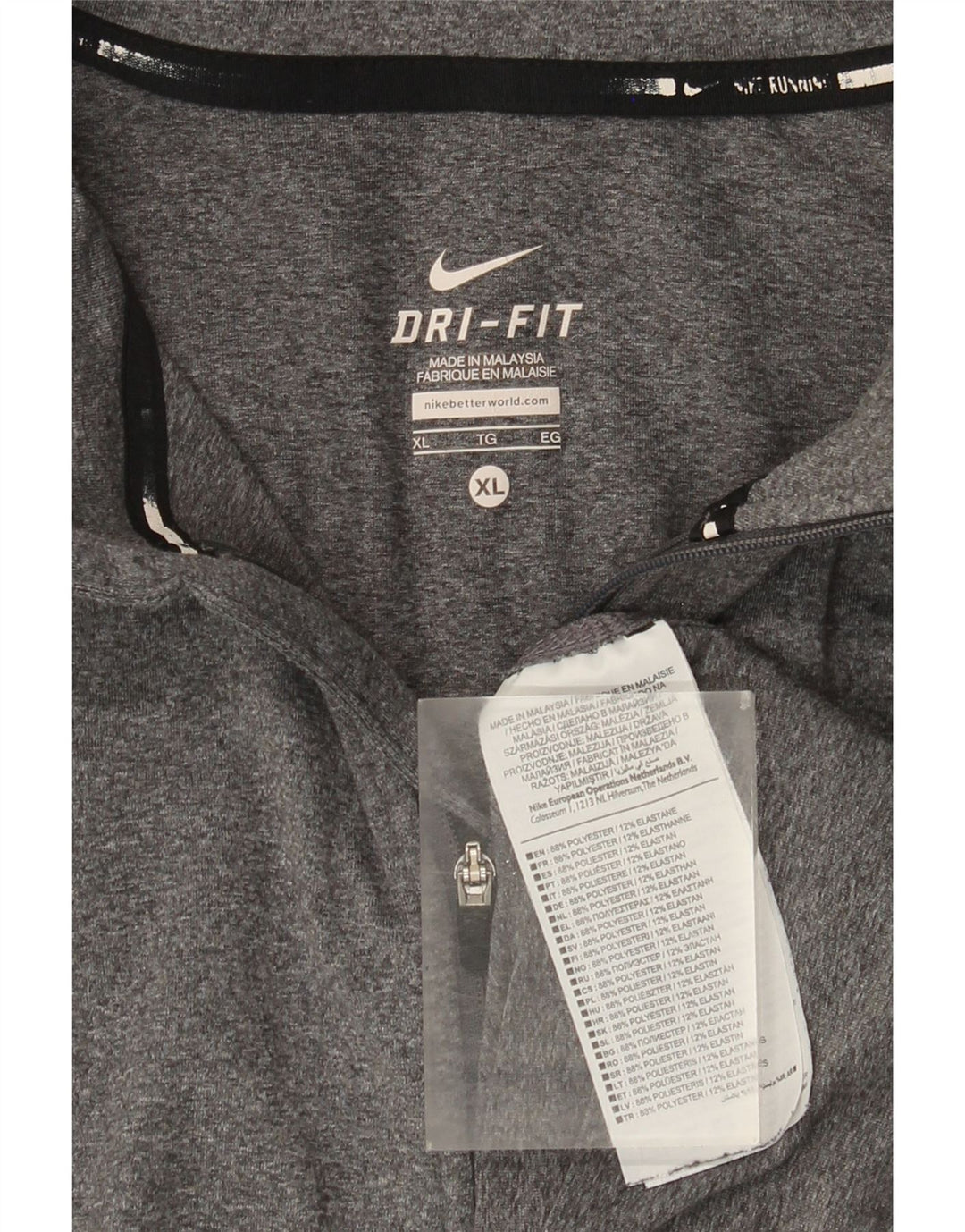 Nike Herre Dri Fit Top Langærmet med lynlåshals XL Grå Flecked Polyester