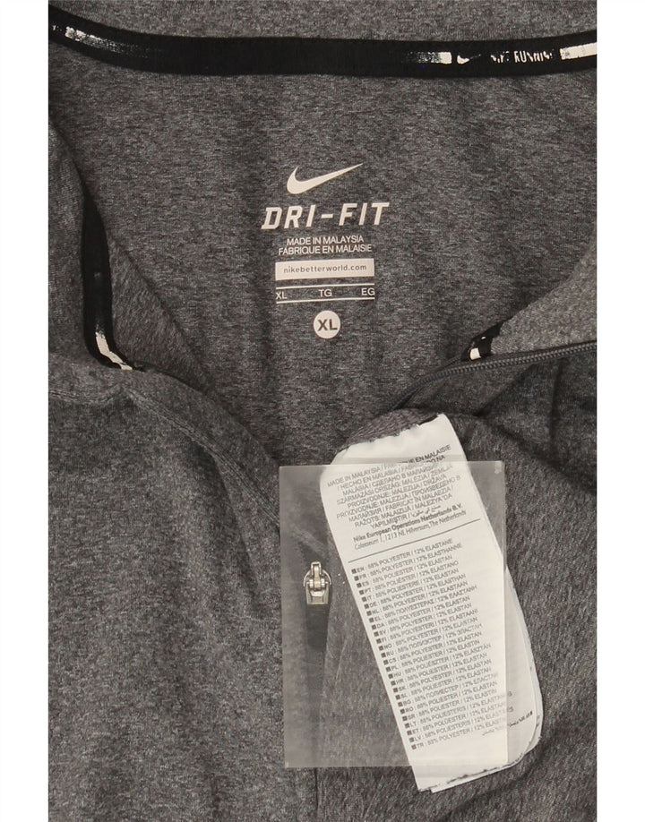 Nike Herre Dri Fit Top Langærmet med lynlåshals XL Grå Flecked Polyester