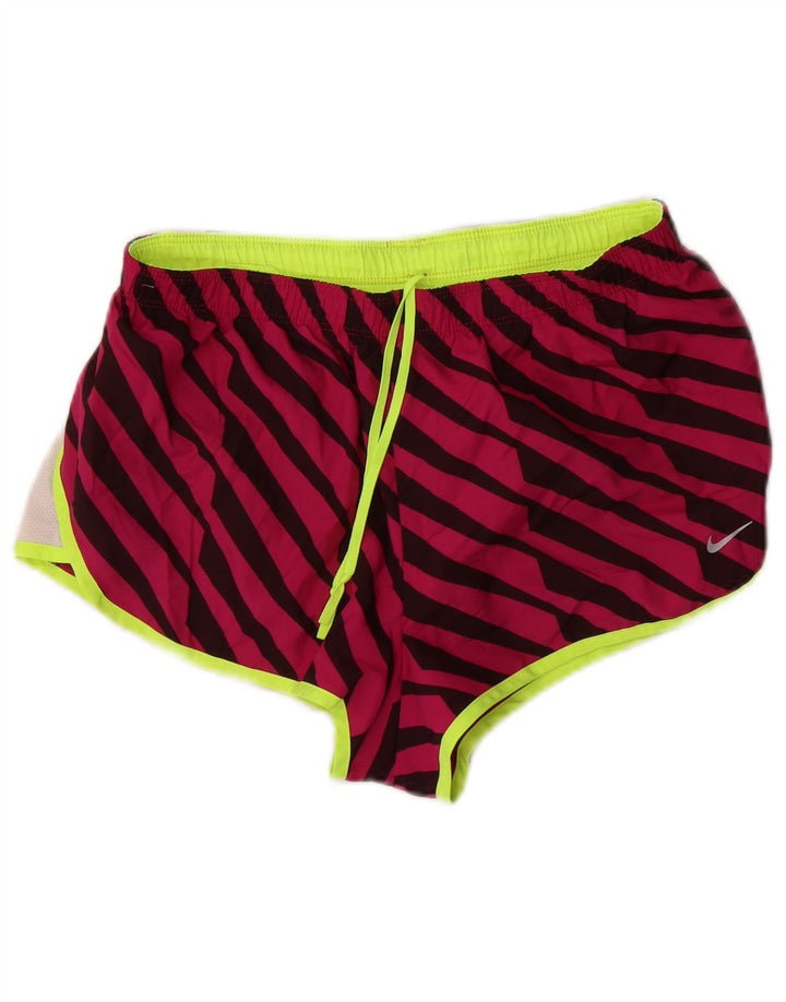 Nike Dame Dri Fit sportsshorts UK 14 Medium Pink Stribet Polyester