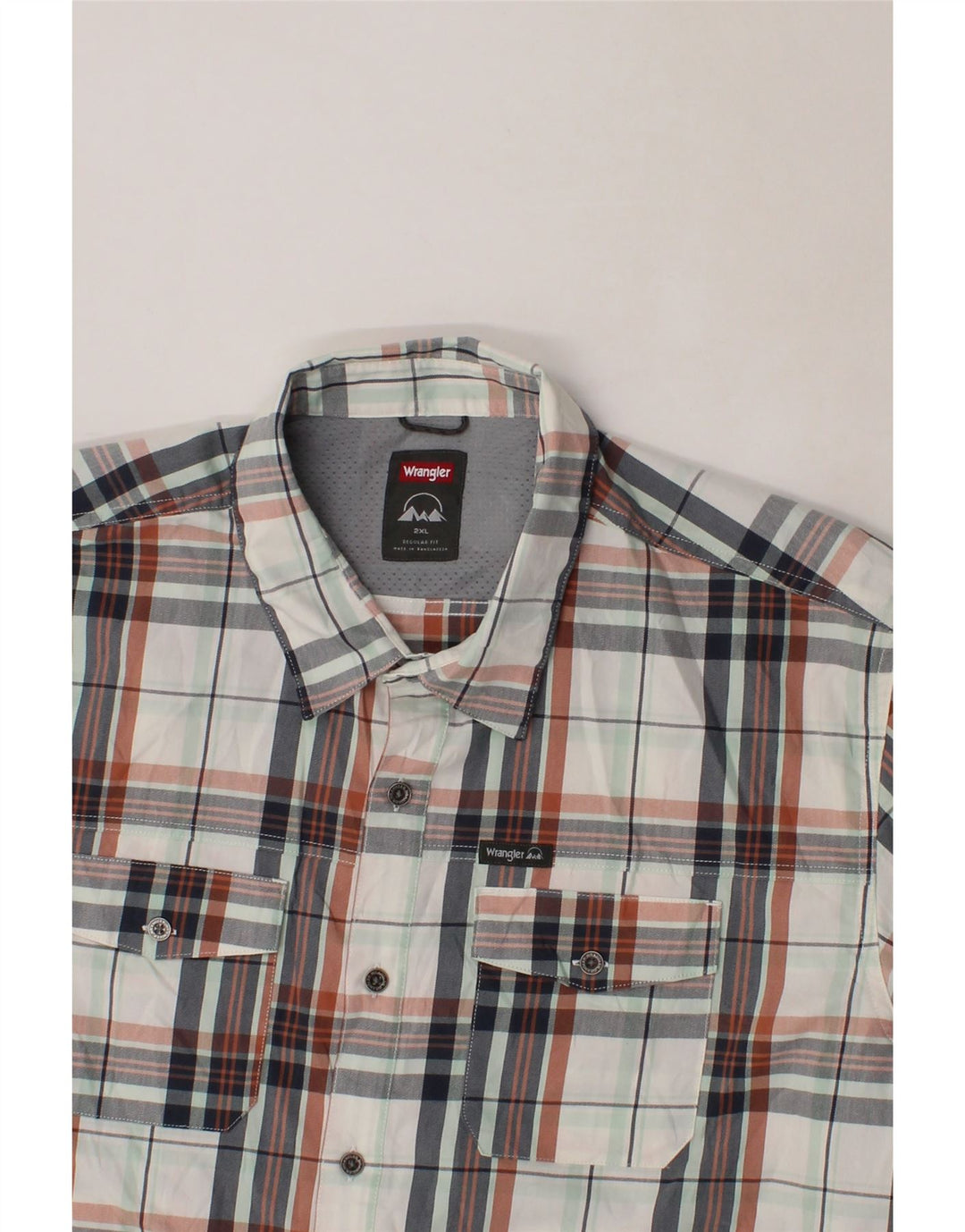 WRANGLER Mens Short Sleeve Shirt 2XL Multicoloured Plaid Cotton Vintage Wrangler and Second-Hand Wrangler from Messina Hembry 