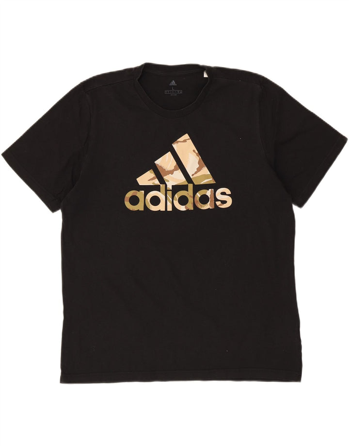 ADIDAS Mens Graphic T-Shirt Top Large Black Cotton Vintage Adidas and Second-Hand Adidas from Messina Hembry 