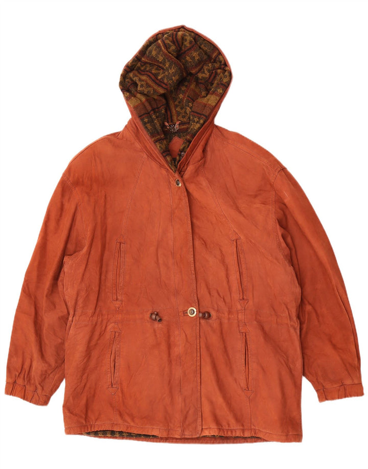 Alta Moda Dame Hætte Oversized Læderfrakke IT 46 Large Maroon