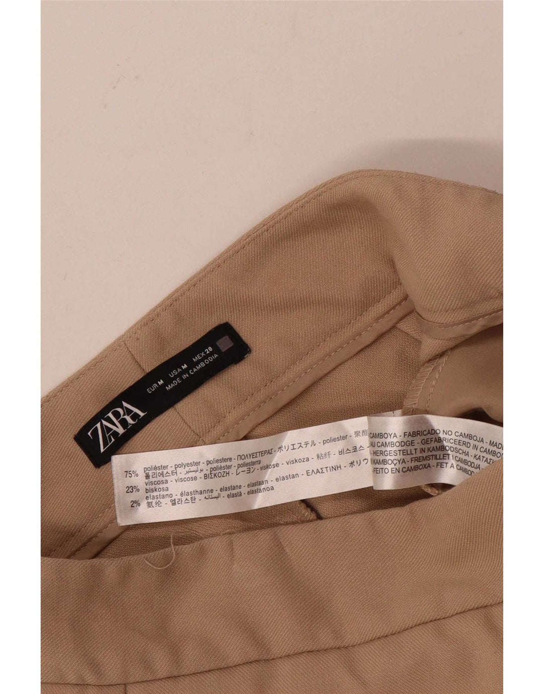 ZARA bukser med brede ben til kvinder Medium W28 L24 Beige polyester