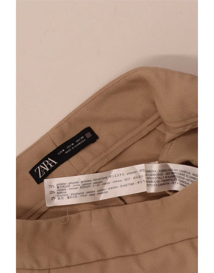 ZARA bukser med brede ben til kvinder Medium W28 L24 Beige polyester