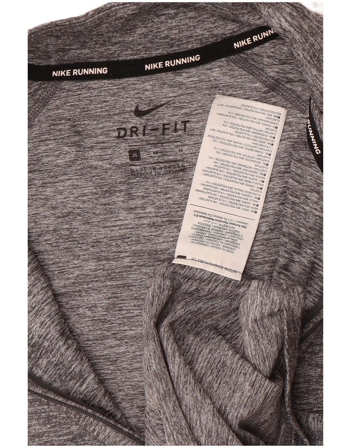Nike Herre Dri Fit Pullover med lynlås-hals træningsdragt Top mellemgrå polyester