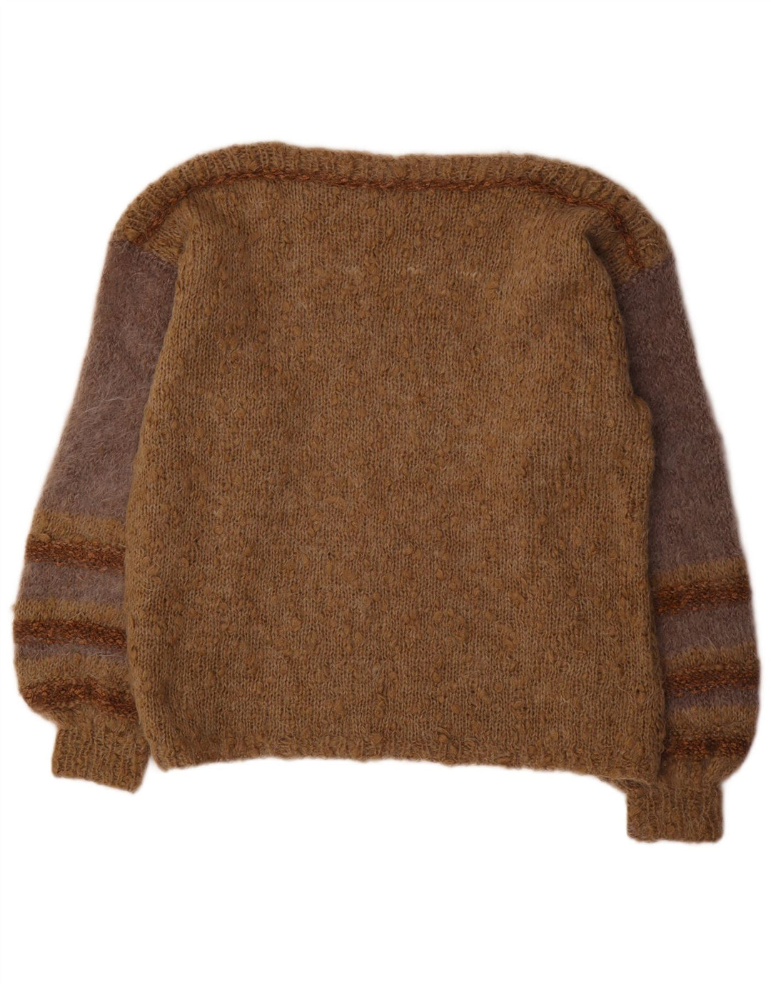 VINTAGE Dame Boat Neck Jumper Sweater UK 18 XL Brun Stribet