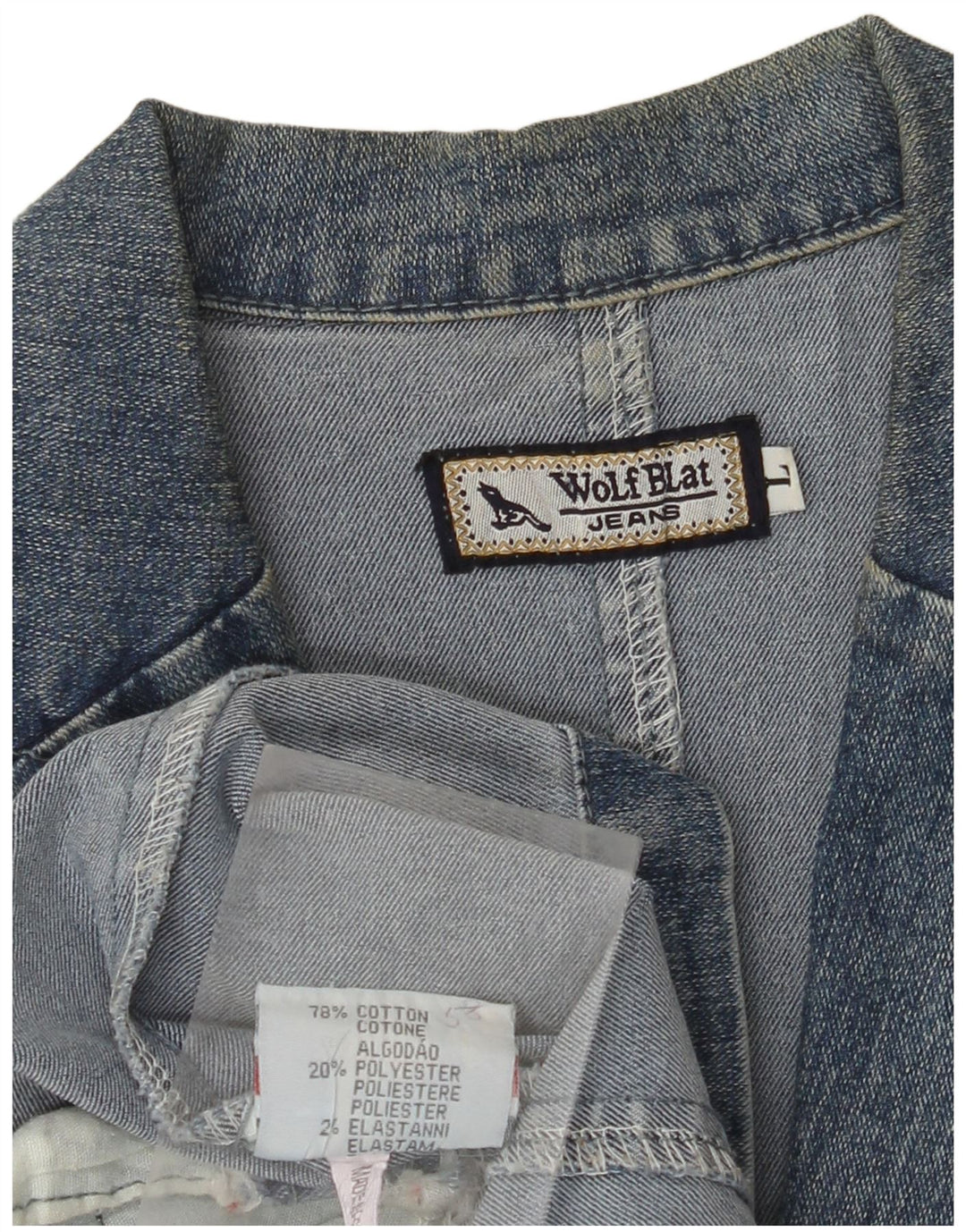 VINTAGE Dame denimjakke UK 14 Large Blue Cotton Classic