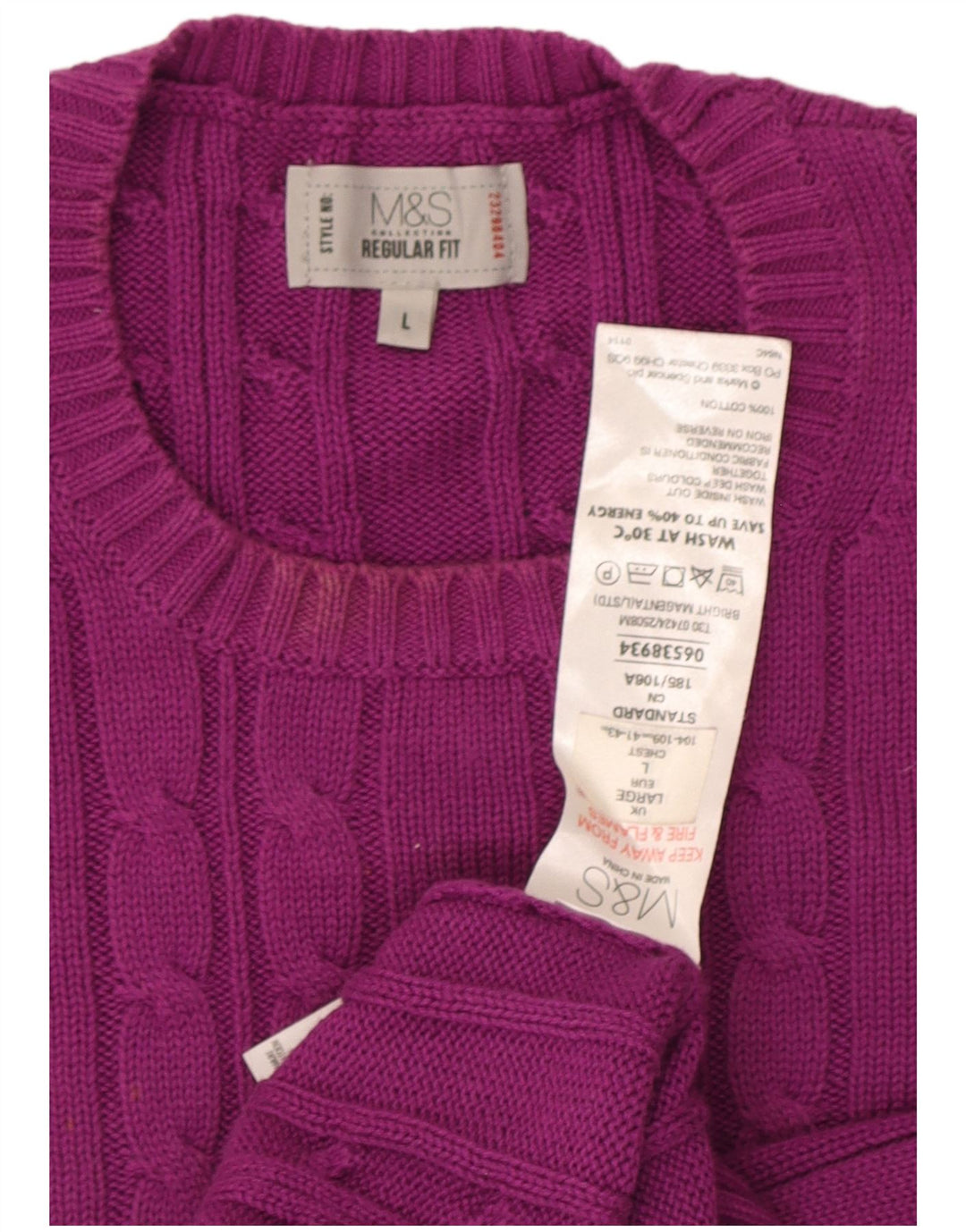 Marks & Spencer Herre sweater med rund hals, stor lilla bomuld