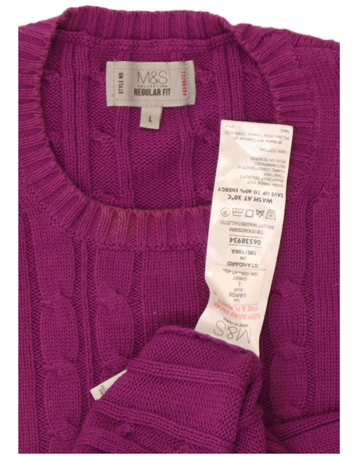 Marks & Spencer Herre sweater med rund hals, stor lilla bomuld