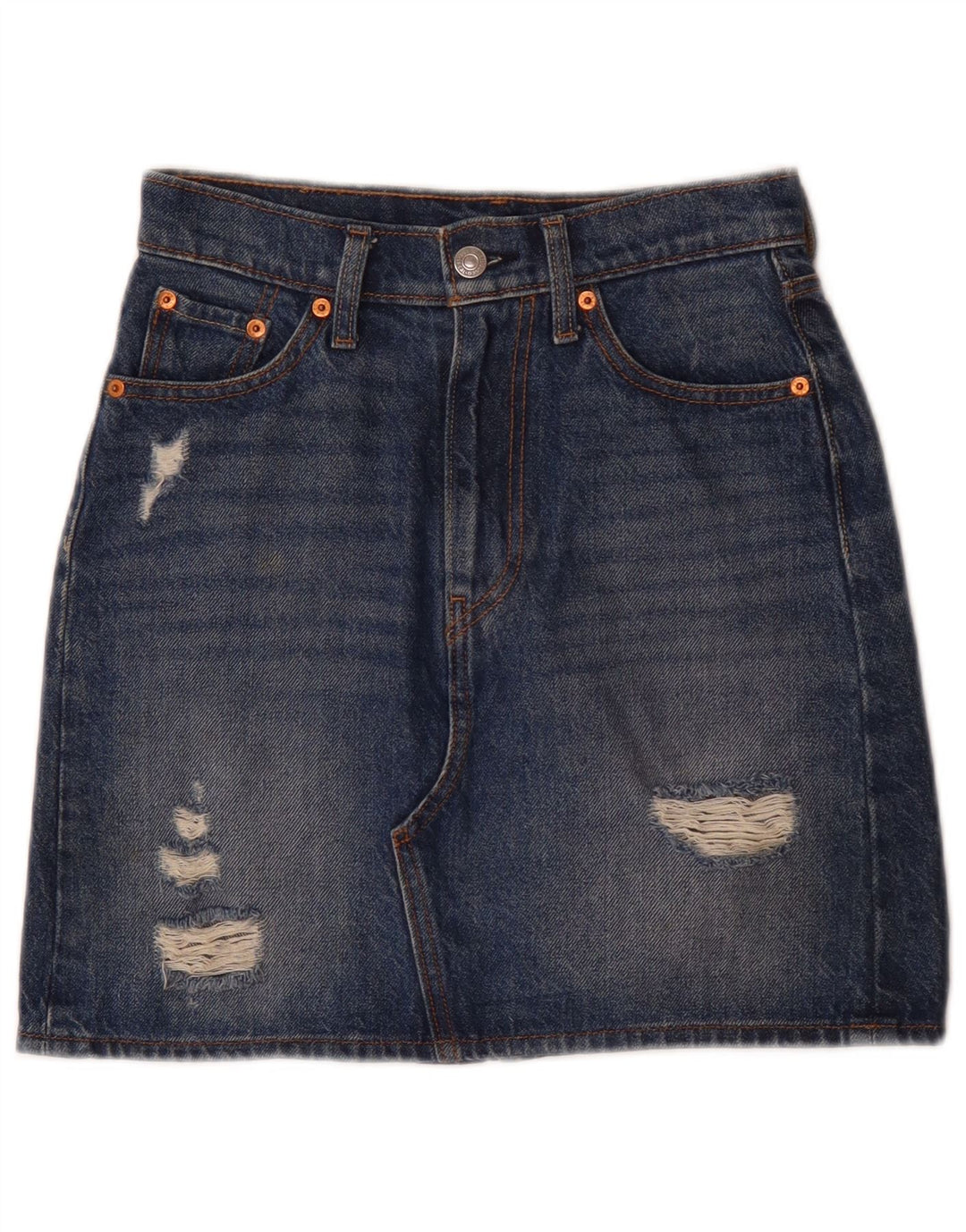 Levi's Dame Distressed Denim Nederdel W24 XS Blå Bomuld