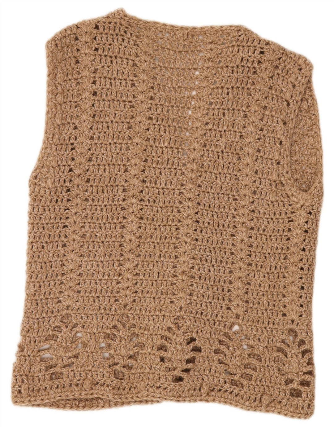 VINTAGE Dame ærmeløs hæklet cardigan sweater UK 14 Large Beige