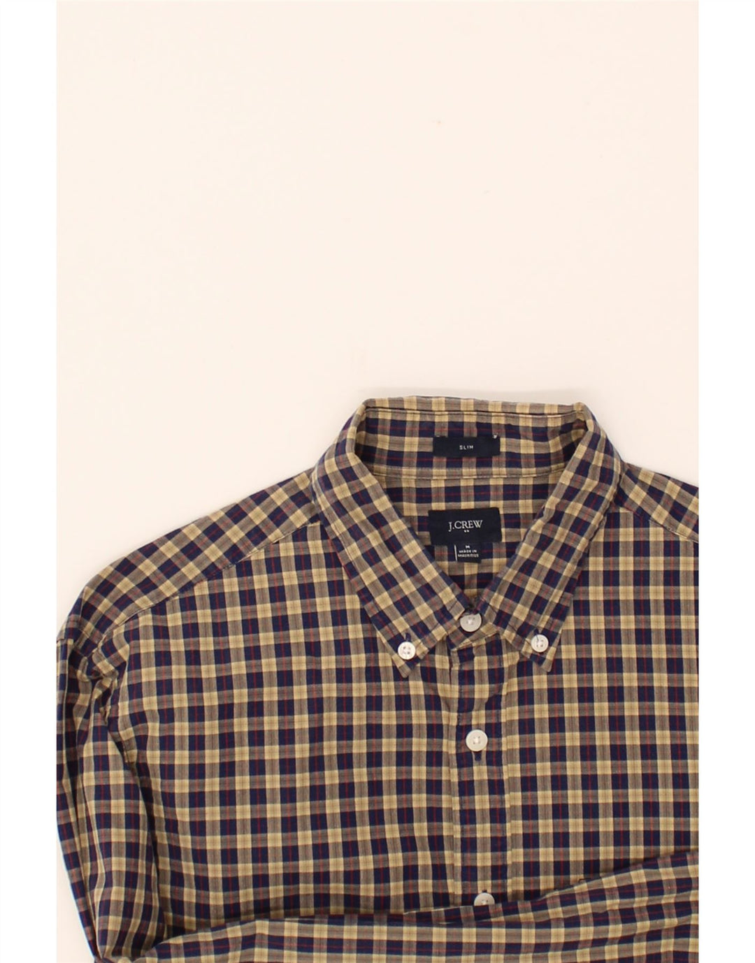 J. CREW Mens Slim Shirt Medium Navy Blue Check Cotton Vintage J. Crew and Second-Hand J. Crew from Messina Hembry 