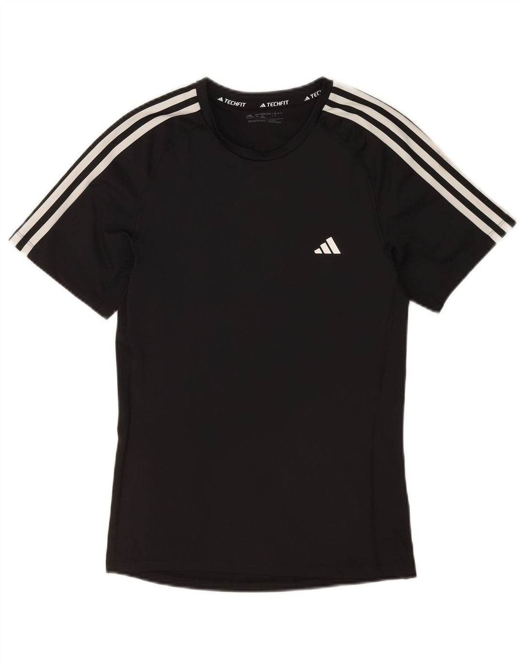Adidas Herre Tech Fit T-Shirt Top Medium Sort Polyester